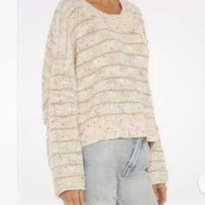 Free People Starlight Sweater Pearl Island Stripes Cream Oatmeal Comfy XS